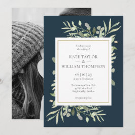 Convite de Casamento com Foto em Verde-azulado do