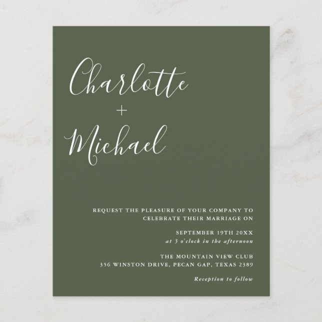 Convite de Casamento com Foto em Verde Oliva com O (Frente)