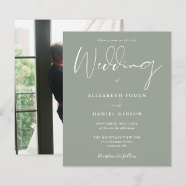 Convite de Casamento com Foto em Verde Sage Econôm