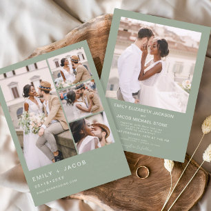 Convite de Casamento com Foto em Verde Sage Econôm