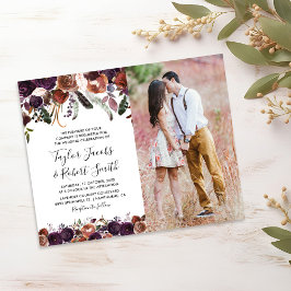 Convite de casamento com foto floral de ameixa rús