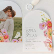 Convite de Casamento com Foto Floral Elegante
