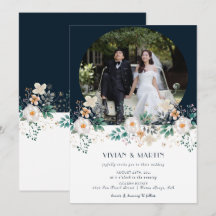 Convite de Casamento com Foto Floral em Aquarela P