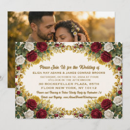 Convite de Casamento com Foto Floral Rosa de Nova