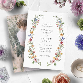 Convite de Casamento com Foto Floral Vintage