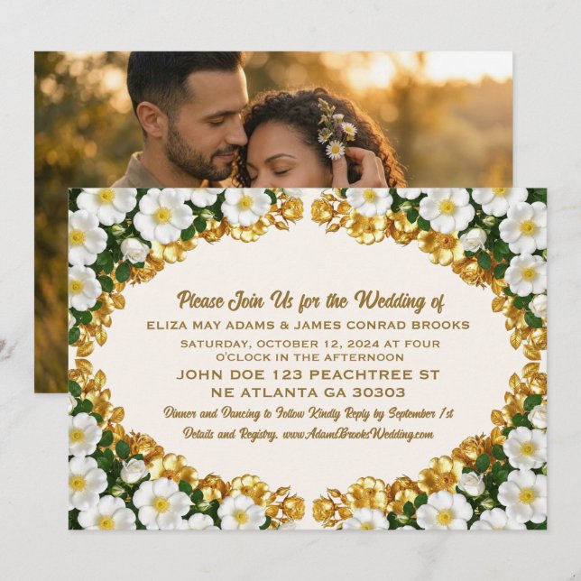 Convite de Casamento com Foto Georgia Cherokee Ros (Frente/Verso)