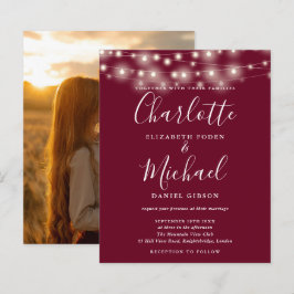 Convite de Casamento com Foto Luzes de Borgonha Ec