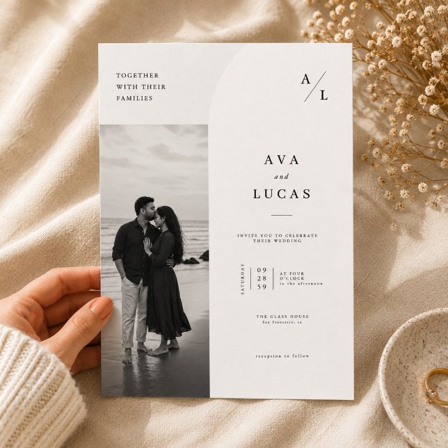 Convite de Casamento com Foto Minimalista Elegante (Criador carregado)