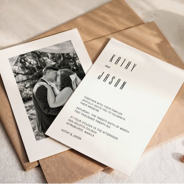 Convite de Casamento com Foto Minimalista Moderna (Criador carregado)