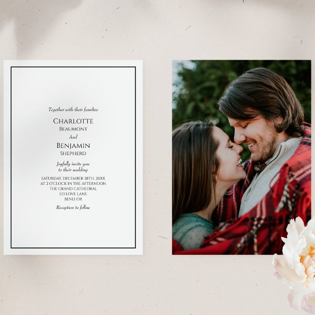 Convite de Casamento com Foto Minimalista Simples (Criador carregado)