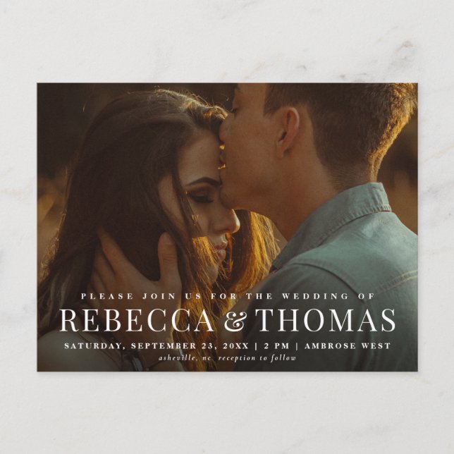 Convite de Casamento com Foto Moderna e Orçamento  (Frente)