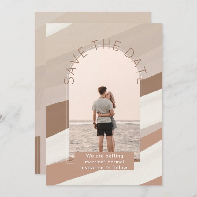 Convite de casamento com foto moderna para salvar  (Frente/Verso)