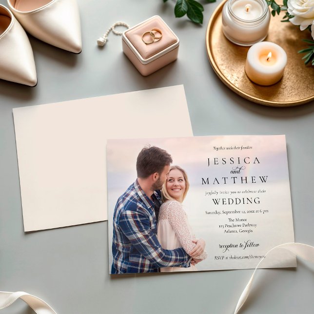 Convite de Casamento com Foto Moderno e Elegante (Criador carregado)
