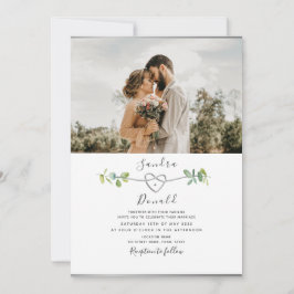 Convite de Casamento com Foto Moderno Eucalipto