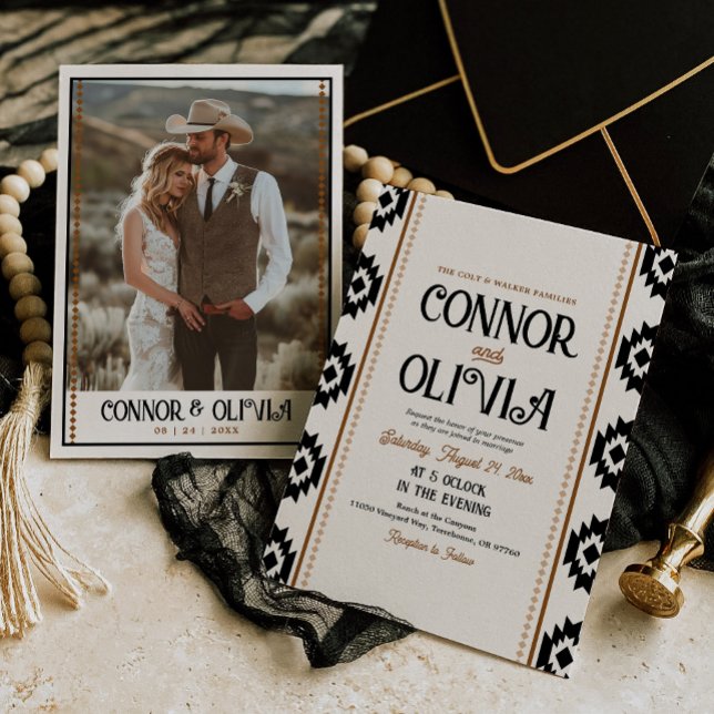 Convite de Casamento com Foto Moderno Ocidental (Criador carregado)