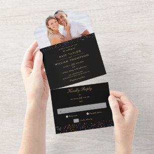 Convite de Casamento com Foto Monograma Confetes A