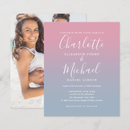 Convite de Casamento com Foto Ombre Rosa Azul Orça