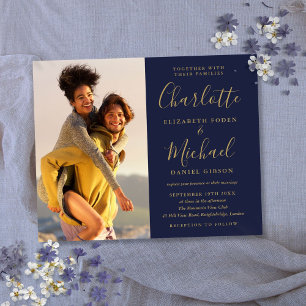 Convite de Casamento com Foto Orçamento Azul Marin