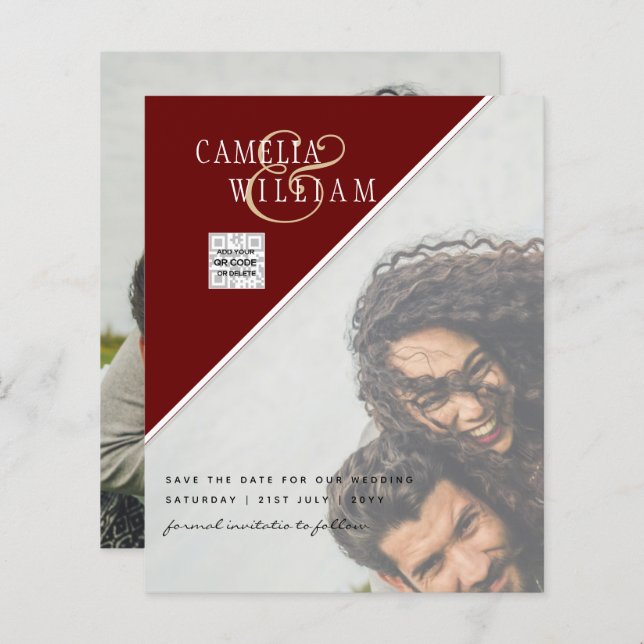 Convite de Casamento com Foto ORÇAMENTO Código QR  (Frente/Verso)