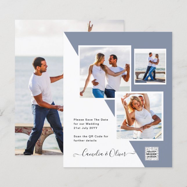 Convite de casamento com foto orçamento Data de re (Frente/Verso)