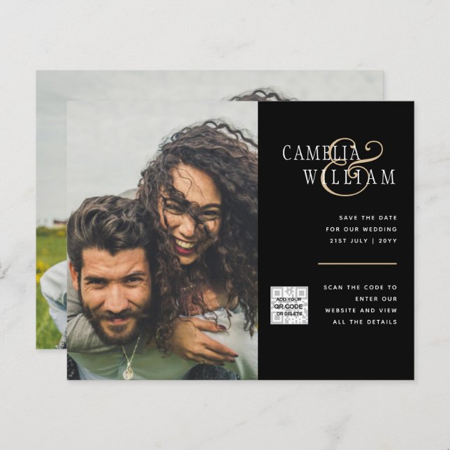 Convite de casamento com foto orçamento Data de re (Frente/Verso)