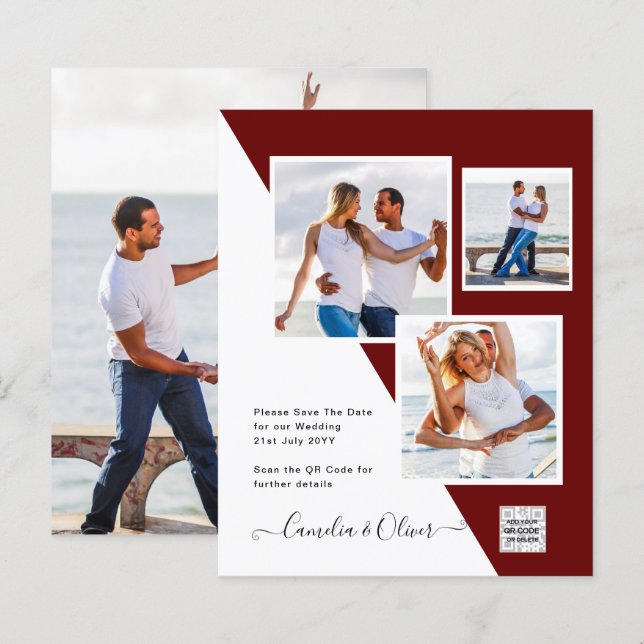 Convite de casamento com foto orçamento Data de re (Frente/Verso)