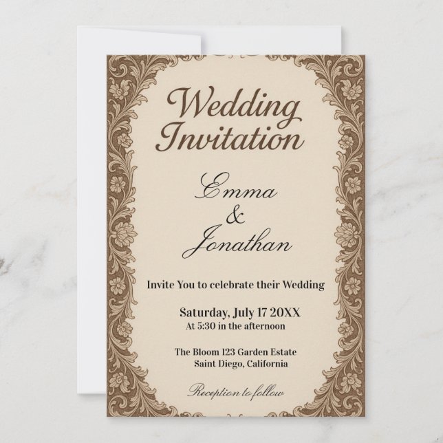 Convite de Casamento com Foto Personalizável (Frente)