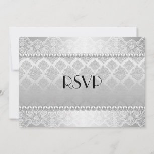 Convite de Casamento com Foto Prata Elegante RSVP