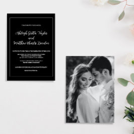 Convite de Casamento com Foto Preto e Branco Elega