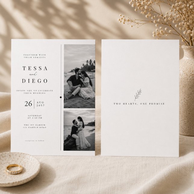 Convite de Casamento com Foto Preto e Branco Minim (Criador carregado)