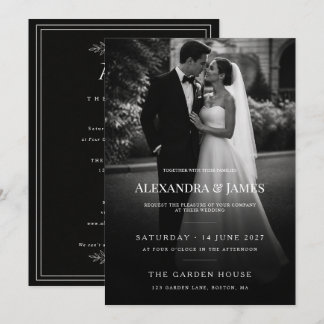 Convite de Casamento com Foto Preto e Branco Moder