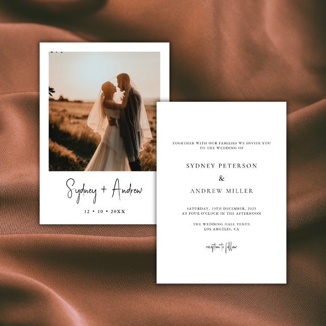 Convite de Casamento com Foto Preto e Branco Moder (Criador carregado)