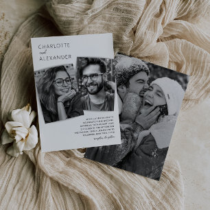 Convite de Casamento com Foto Preto e Branco Moder
