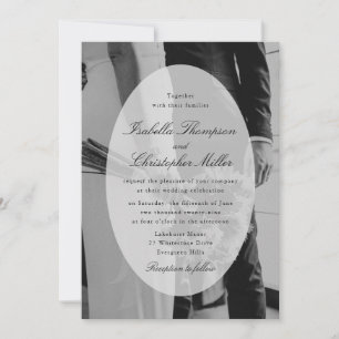 Convite de Casamento com Foto Preto e Branco Moder