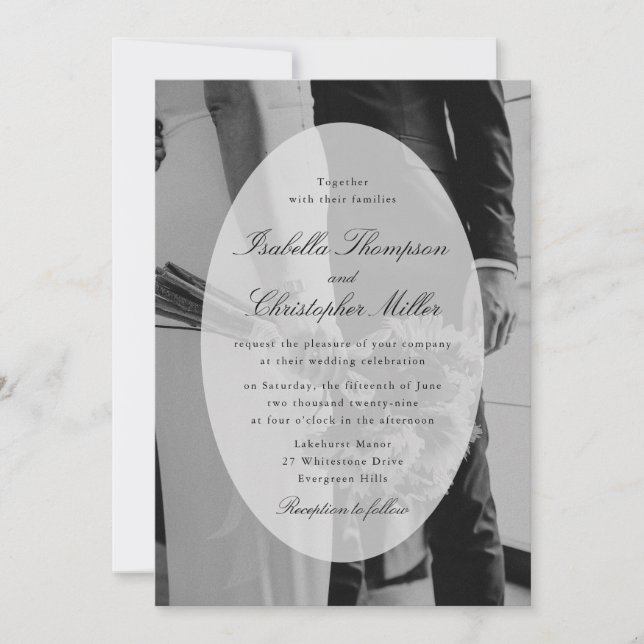 Convite de Casamento com Foto Preto e Branco Moder (Frente)