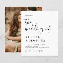 Convite de Casamento com Foto Preto e Branco Simpl