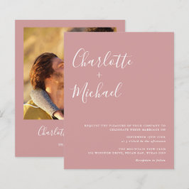 Convite de Casamento com Foto Rosa Empoeirada Orça