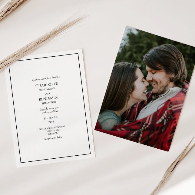 Convite de Casamento com Foto Simples Minimalista  (Criador carregado)