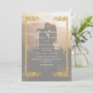 Convite de Casamento com Foto Sobreposta Clássico