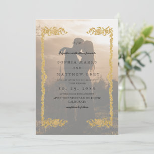 Convite de Casamento com Foto Sobreposta Clássico 