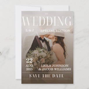 Convite de Casamento com Foto sobreposta em Preto