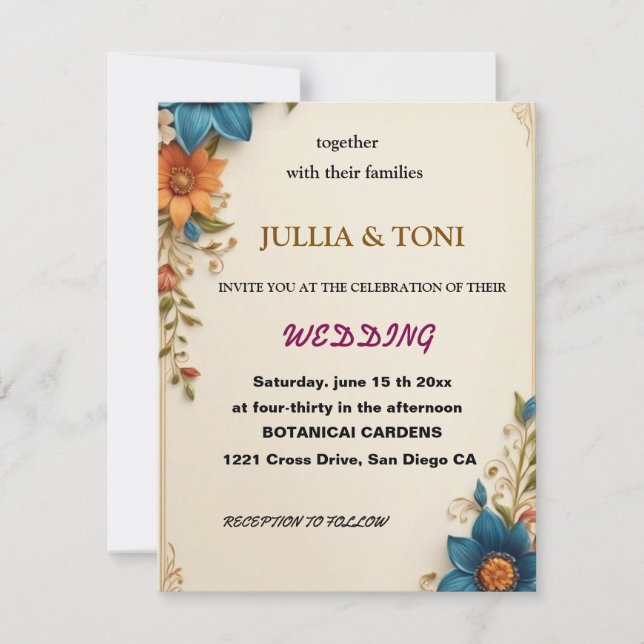 Convite de Casamento com Foto Sobreposta Preto e B (Frente)