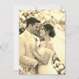Convite de Casamento com Foto Sobreposta Preto e C