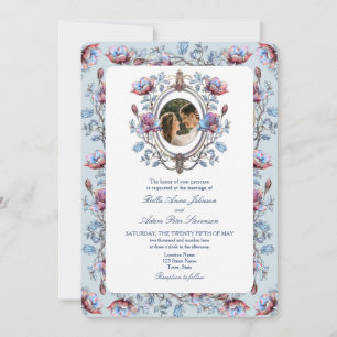 Convite de Casamento com Foto Toile Barroca com Có