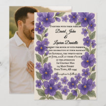 Convite de Casamento com Foto Véu Violeta