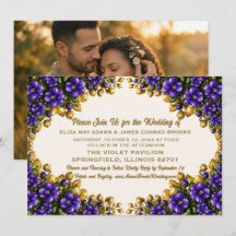 Convite de Casamento com Foto Violeta Azul de Illi