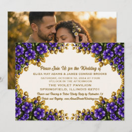 Convite de Casamento com Foto Violeta Azul de Illi