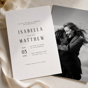 Convite de Casamento com Fotografia e Tipografia M