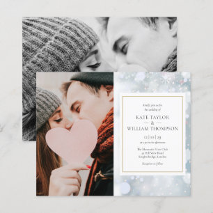 Convite de Casamento com Fotos de Flocos de Neve d