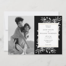 Convite de Casamento com Fotos em Preto e Branco c